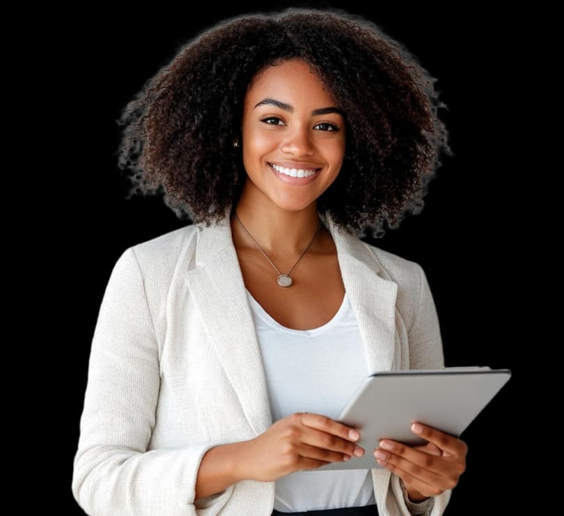 Mulher com um tablet nas mãos